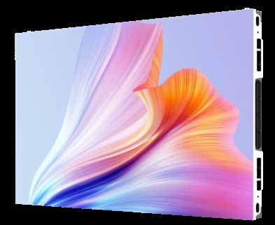 Clario Shield fine-pitch COB LED display panel showing colour graphics