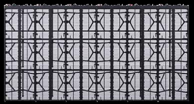 Close view of the Nomad Flex transparent mesh panel structure