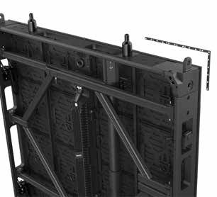Nomad Flex cabinets rigged and hanging from a truss