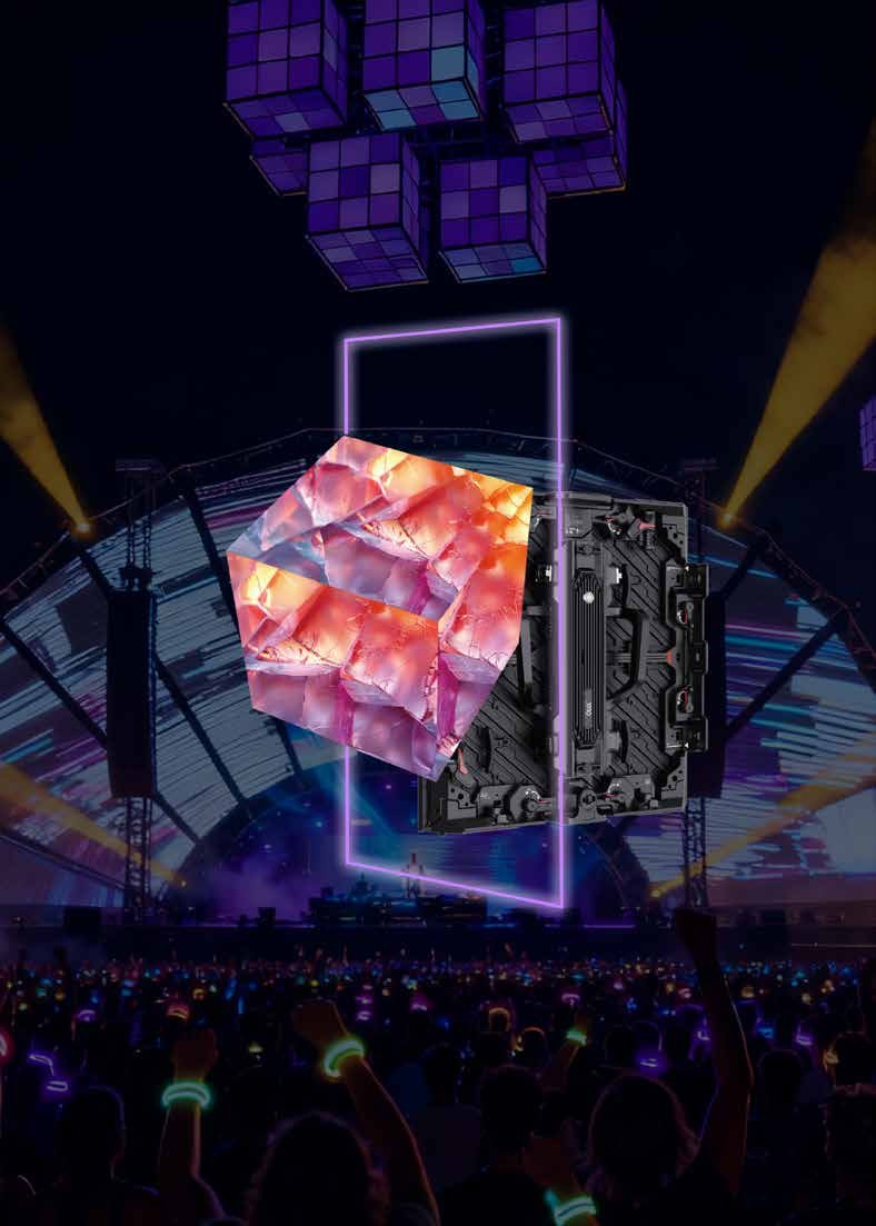 Nomad Link cabinets built into a suspended cube LED structure